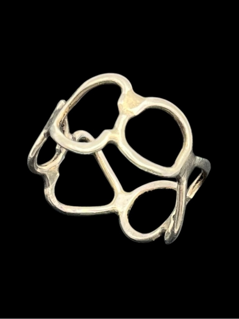 Abstract shapes handmade sterling silver circles vintage ring size 8